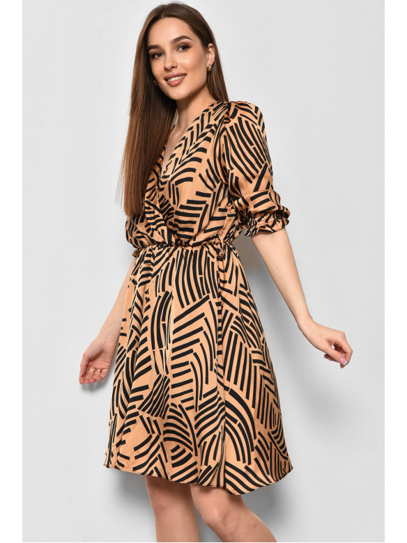 Сукня жіноча шифонова коричневого кольору з принтом 7095 174166C