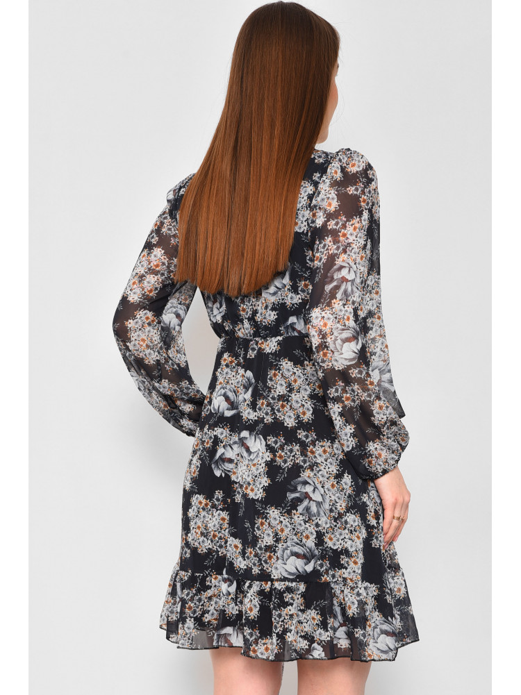 Платье женское шифоновое черного цвета с принтом 7185 174167C