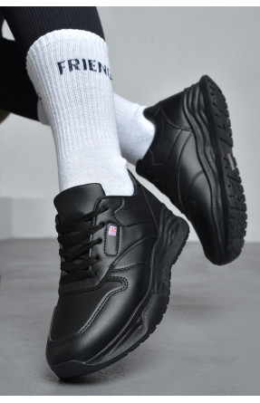 Кросівки жіночі чорного кольору на шнурівці 186-132 174225C