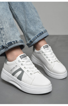Кросівки жіночі білого кольору на шнурівці 88-92-3 174253C