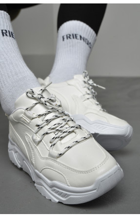 Кросівки жіночі білого кольору на шнурівці 77-20-2 174266C