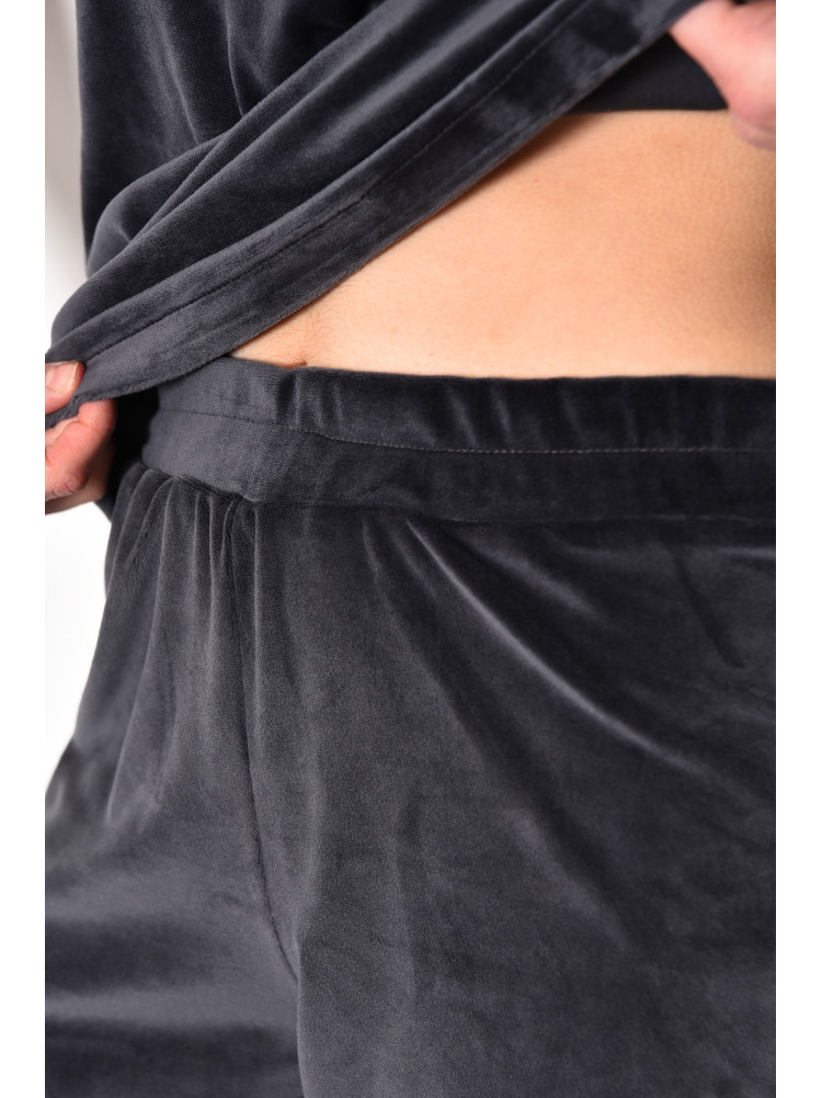 Пижама женская велюровая темно-серого цвета 174372C