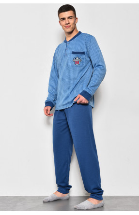 Пижама мужская на флисе полубатальная голубого цвета 5024 174424C