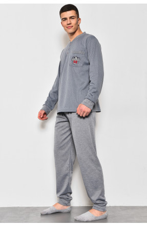 Пижама мужская на флисе полубатальная серого цвета 5024 174426C