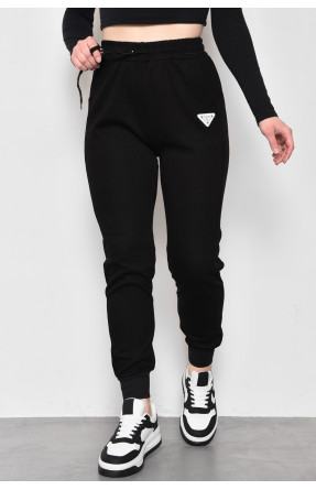 Спортивые штаны женские трикотажные черного цвета 1701 174462C