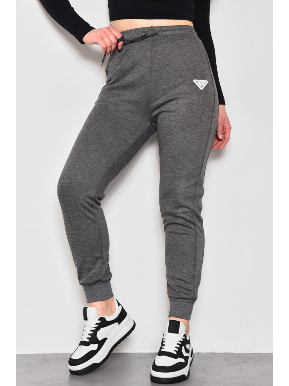 Спортивні штани жіночі трикотажні темно-сірого кольору 1701 174463C