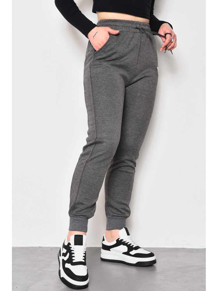 Спортивні штани жіночі трикотажні темно-сірого кольору 1701 174463C