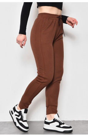 Спортивные штаны женские трикотажные коричневого цвета 1701 174465C