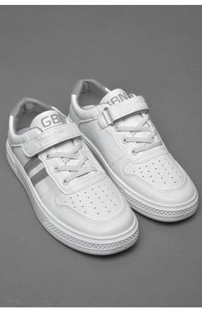 Кросівки дитячі білого кольору на ліпучці та шнурівці 500-022 174504C