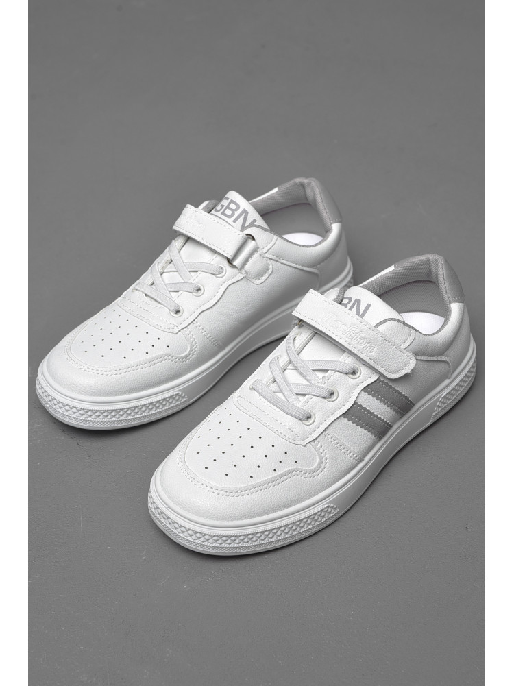 Кроссовки детские белого цвета на липучке и шнуровке 500-022 174504C