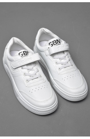 Кросівки дитячі білого кольору на ліпучці та шнурівці 500-009 174507C
