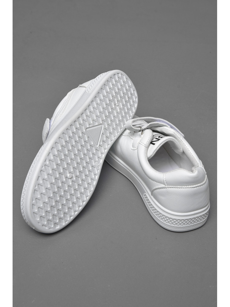 Кроссовки детские белого цвета на липучке и шнуровке 500-009 174507C