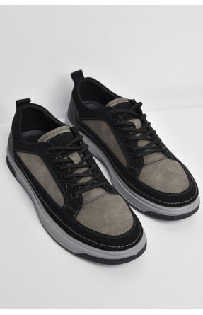 Кроссовки мужские черно-серого цвета на шнуровке 920-1 174544C