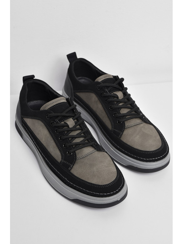 Кросівки чоловічі чорно-сірого кольору на шнурівці 920-1 174544C