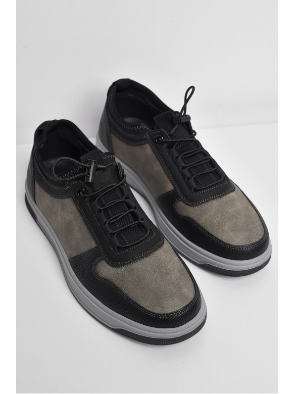 Кросівки чоловічі чорно-сірого кольору на шнурівці 926-1 174545C