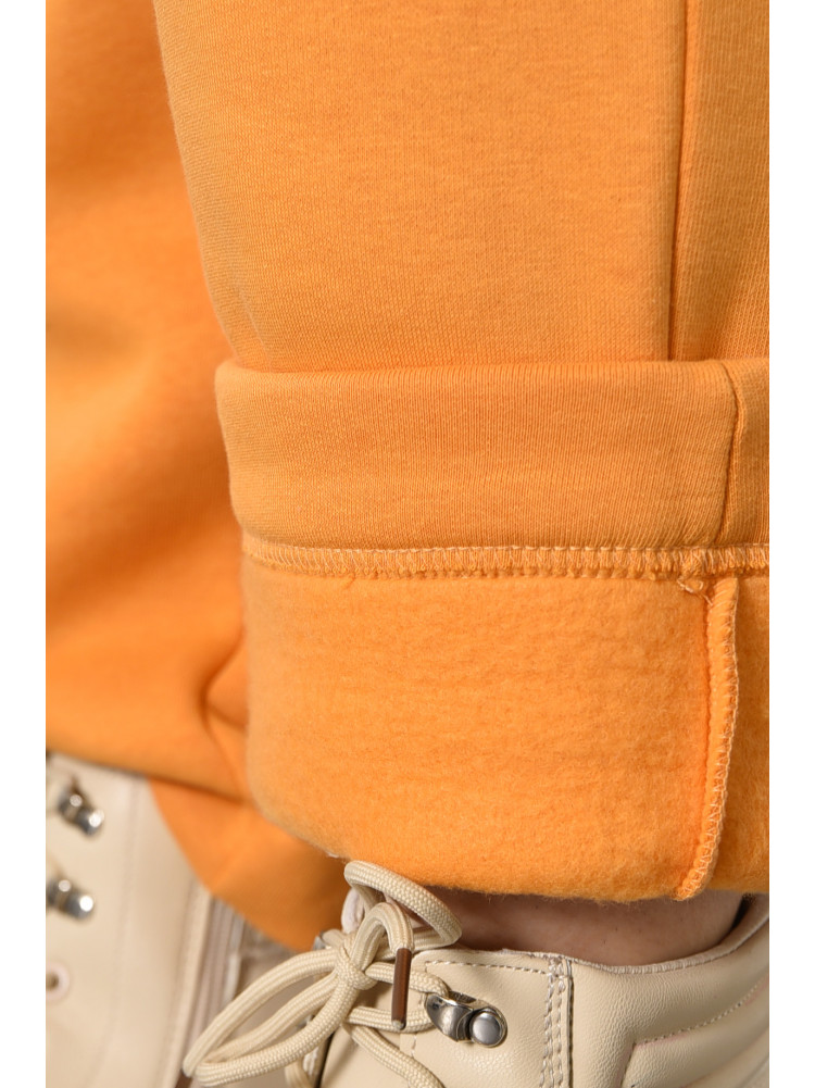 Спортивные штаны женские на флисе горчичного цвета 174712C