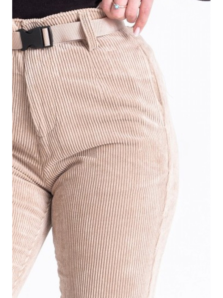 Штани жіночі вельвет світло-бежевого кольору 1498 174724C