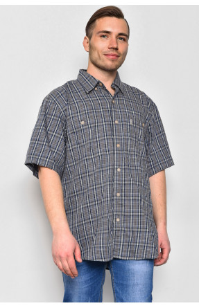 Рубашка мужская батальная синего цвета в клеточку 174762C