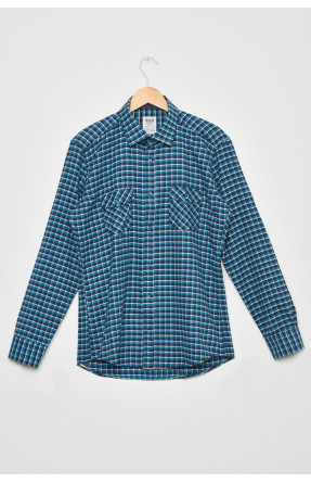 Рубашка мужская синего цвета в клеточку 174763C