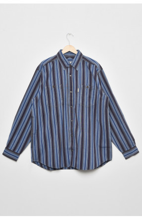 Рубашка мужская батальная синего цвета в полоску 2802-В 174773C