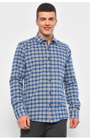 Рубашка мужская синего цвета в клеточку 174784C
