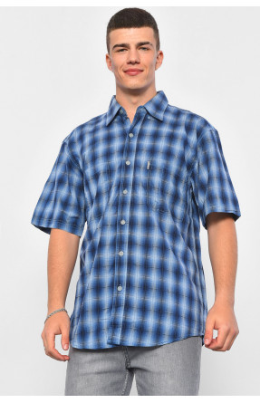 Рубашка мужская батальная синего цвета в клеточку BS-109 174785C
