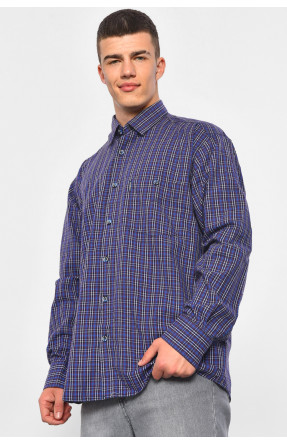 Рубашка мужская батальная синего цвета в клеточку 51 174815C