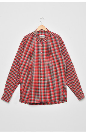 Рубашка мужская батальная красного цвета в клеточку 368 174865C