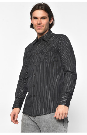 Рубашка мужская батальная черного цвета в полоску 32105 174907C