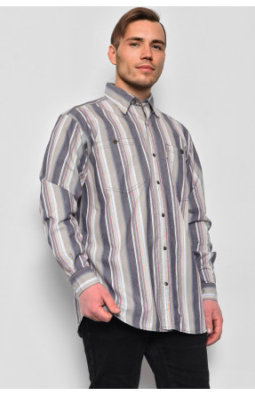 Рубашка мужская батальная бежевого цвета в полоску F50261 174995C