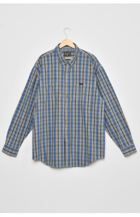 Рубашка мужская батальная синего цвета в полоску 175001C