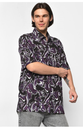 Рубашка мужская полубатальная фиолетового цвета 669-838-4 175085C