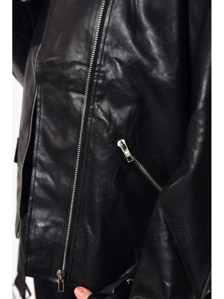 Куртка женская из экокожи черного цвета 5119-1 175135C