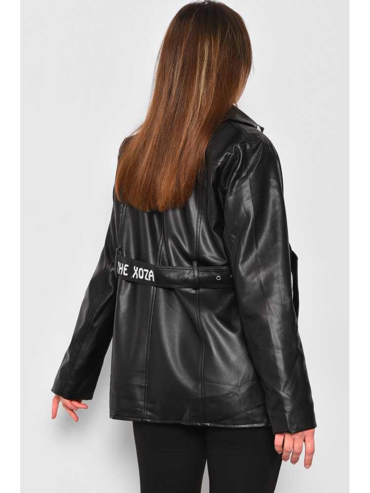 Куртка женская из экокожи черного цвета 8066 175183C