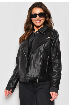 Куртка жіноча з екошкіри чорного кольору. 8071 175184C