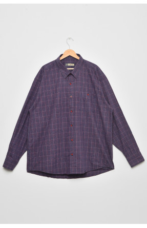 Рубашка мужская батальная фиолетового цвета в клеточку 175364C