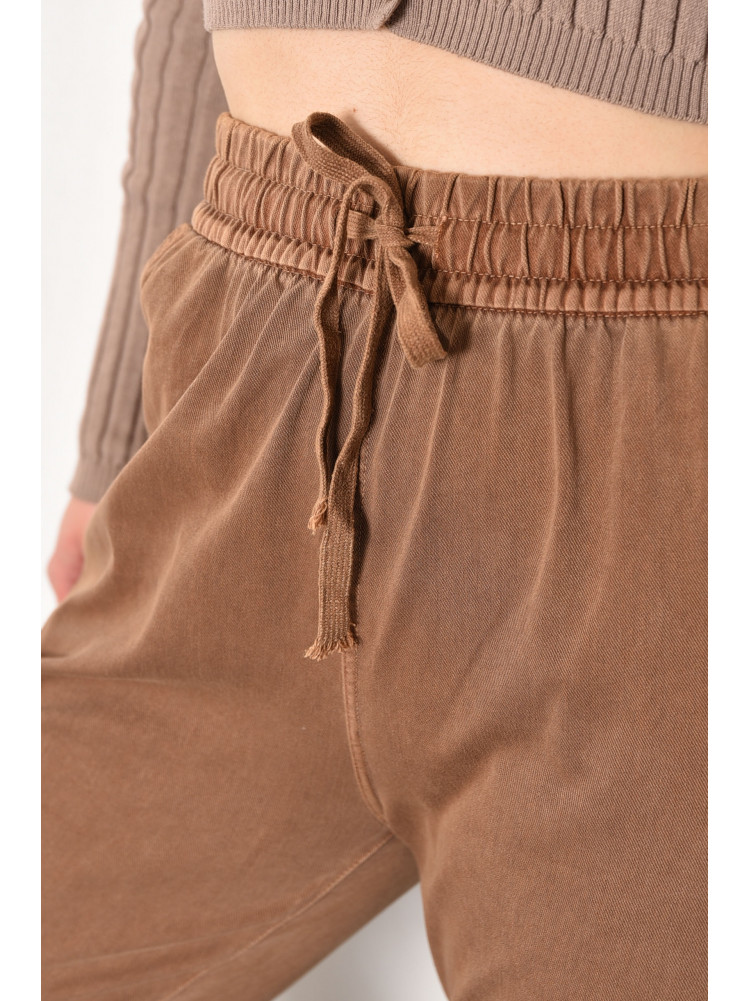 Джинси жіночі напівбатальні прямі коричневого кольору 561-1 175726C