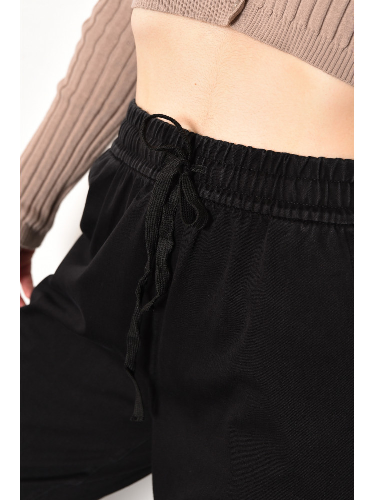 Джинси жіночі напівбатальні прямі чорного кольору 561-1 175727C
