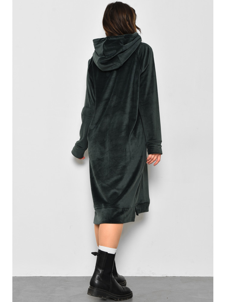 Сукня-худі жіноча напівбатальна велюрова зеленого кольору 8426 175888C