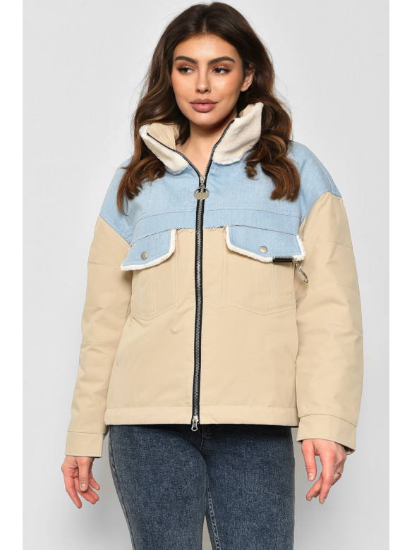 Куртка женская демисезонная бежево-голубого  цвета 2211 175899C