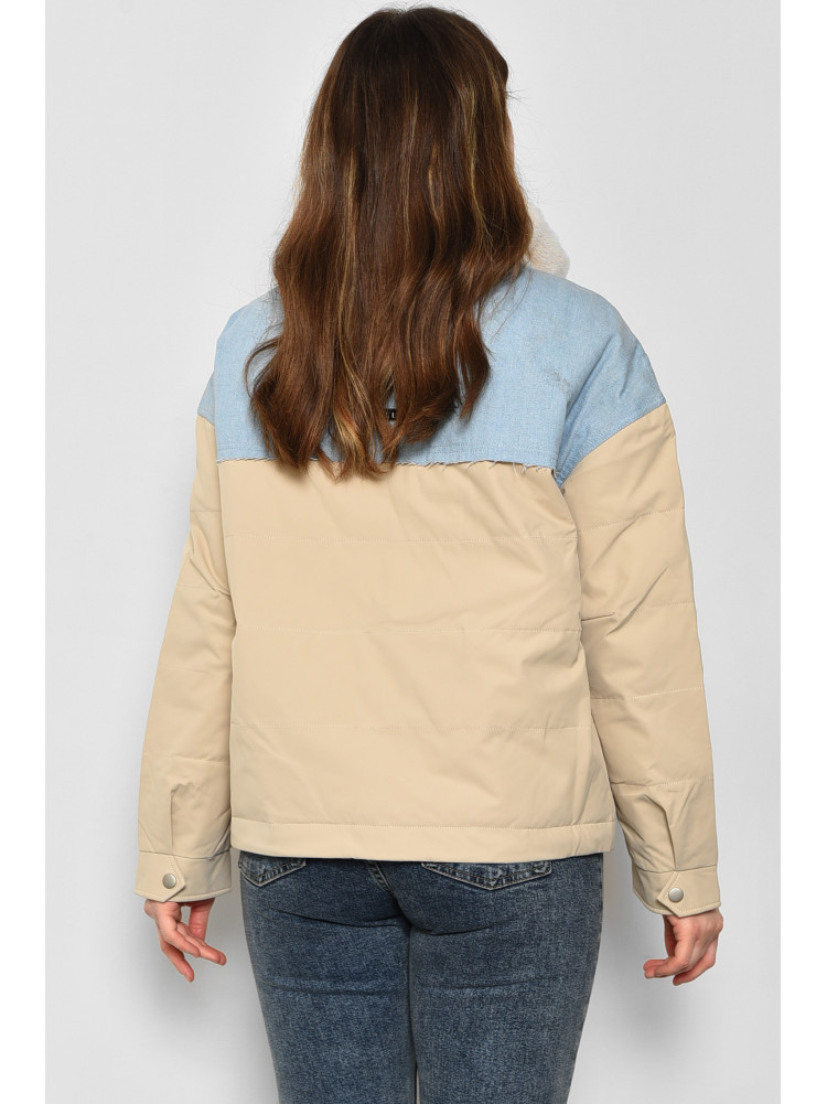 Куртка женская демисезонная бежево-голубого  цвета 2211 175899C