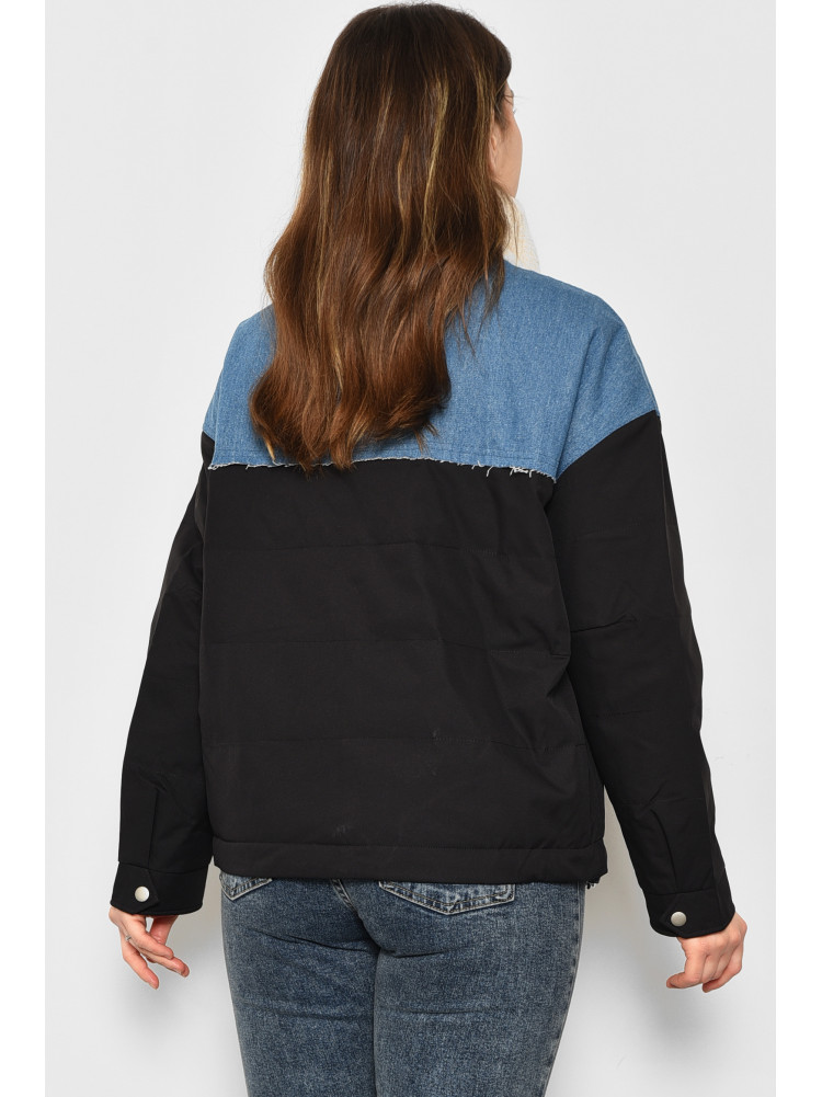 Куртка женская демисезонная черно-голубого  цвета 2211 175900C