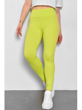 Лосини жіночі в рубчик  puch-up салатового кольору 175951C