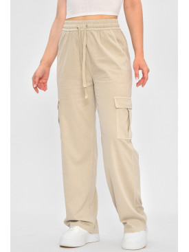 Штани жіночі напівбатальні бежевого кольору 560-4 176006C Штани жіночі напівбатальні бежевого кольору 560-4 176006C