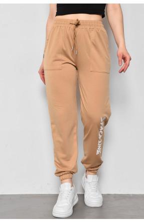 Спортивные штаны женские бежевого цвета 015 176032C
