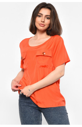 Блуза жіноча з коротким рукавом  помаранчевого кольору 6056 176166C