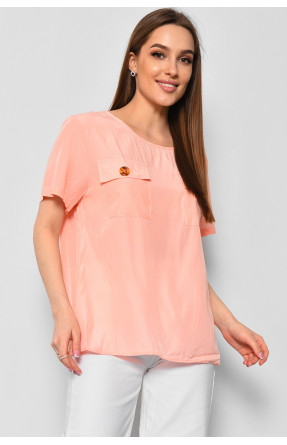 Блуза женская с коротким рукавом персикового цвета 6056 176167C