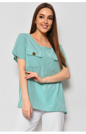 Блуза жіноча з коротким рукавом  м'ятного кольору 6056 176168C