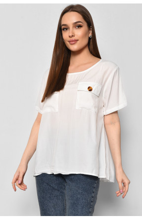 Блуза женская с коротким рукавом белого цвета 6056 176169C