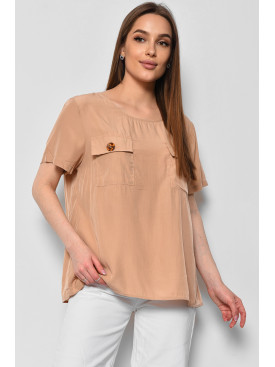 Блуза женская с коротким рукавом бежевого цвета 6056 176170C Блуза женская с коротким рукавом бежевого цвета 6056 176170C